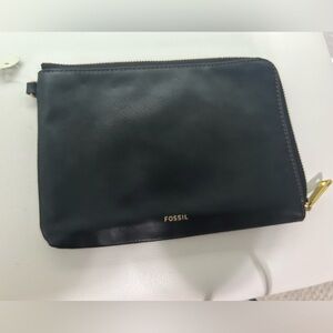 Fossil Black Leather Clutch. Without strap NWT